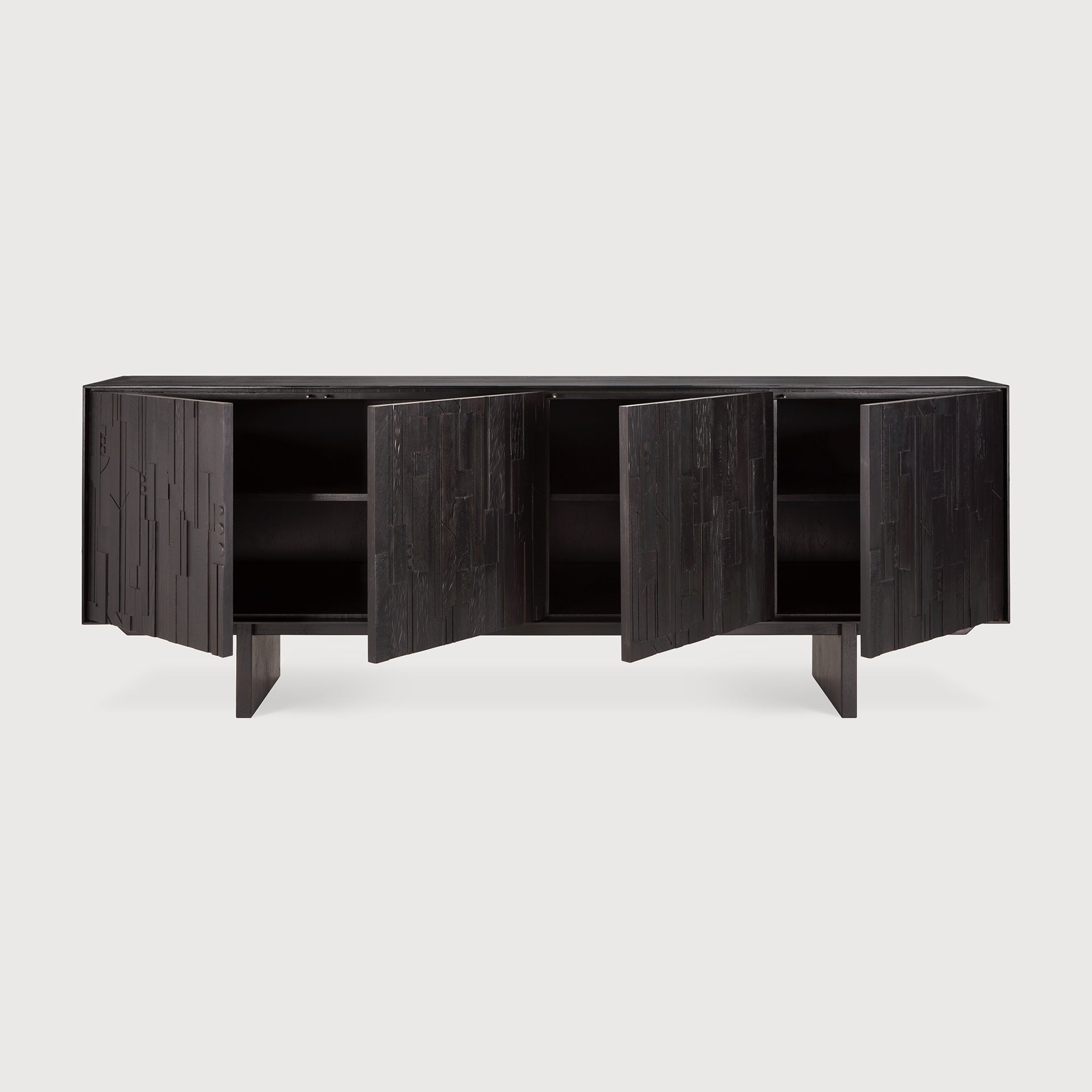 Mosaic sideboard - varnished teak - off black - 4 doors White Cliff Studio Sideboard
