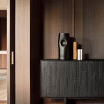 Mosaic sideboard - varnished teak - off black - 4 doors White Cliff Studio Sideboard