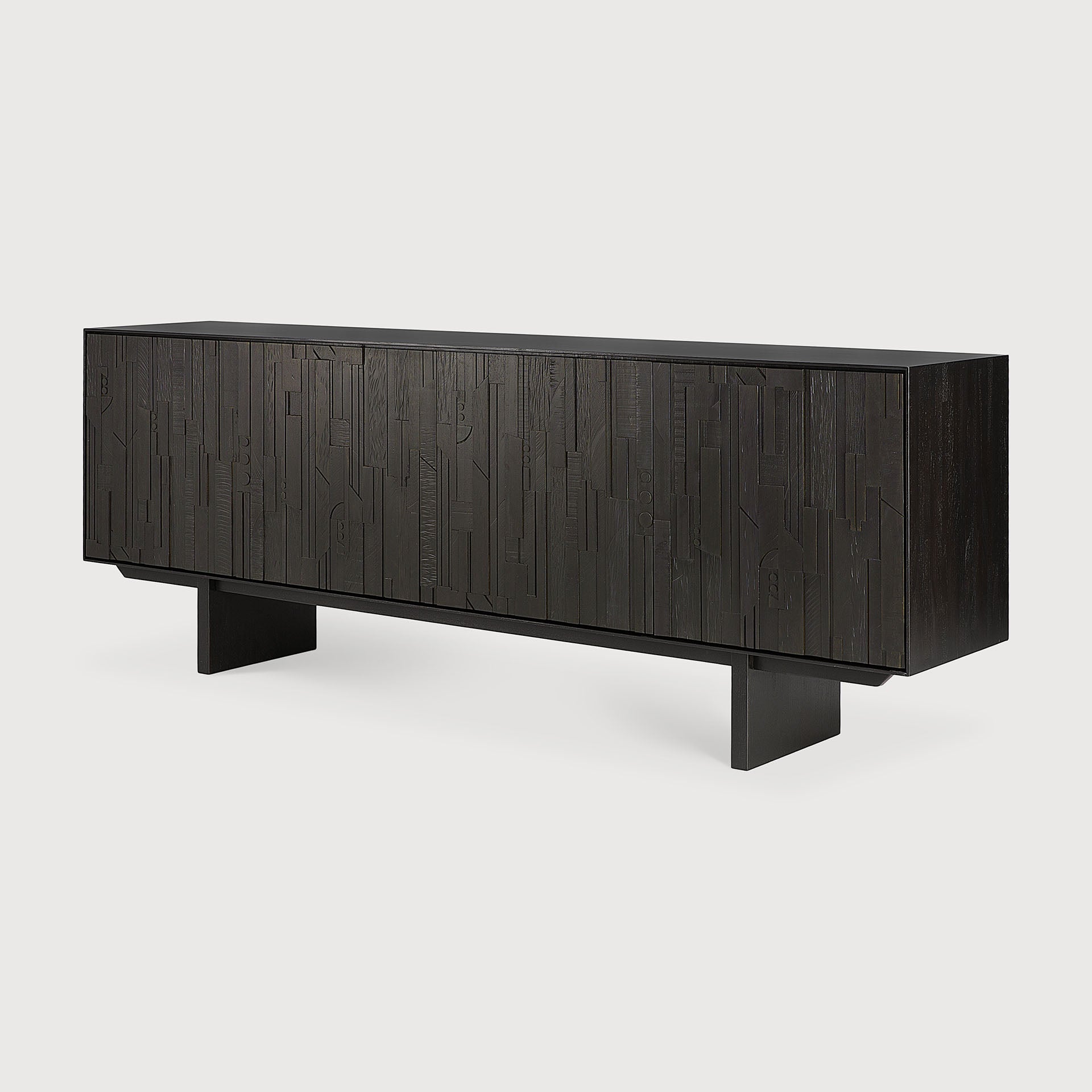 Mosaic sideboard - varnished teak - off black - 4 doors White Cliff Studio Sideboard
