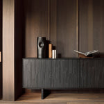 Mosaic sideboard - varnished teak - off black - 4 doors White Cliff Studio Sideboard