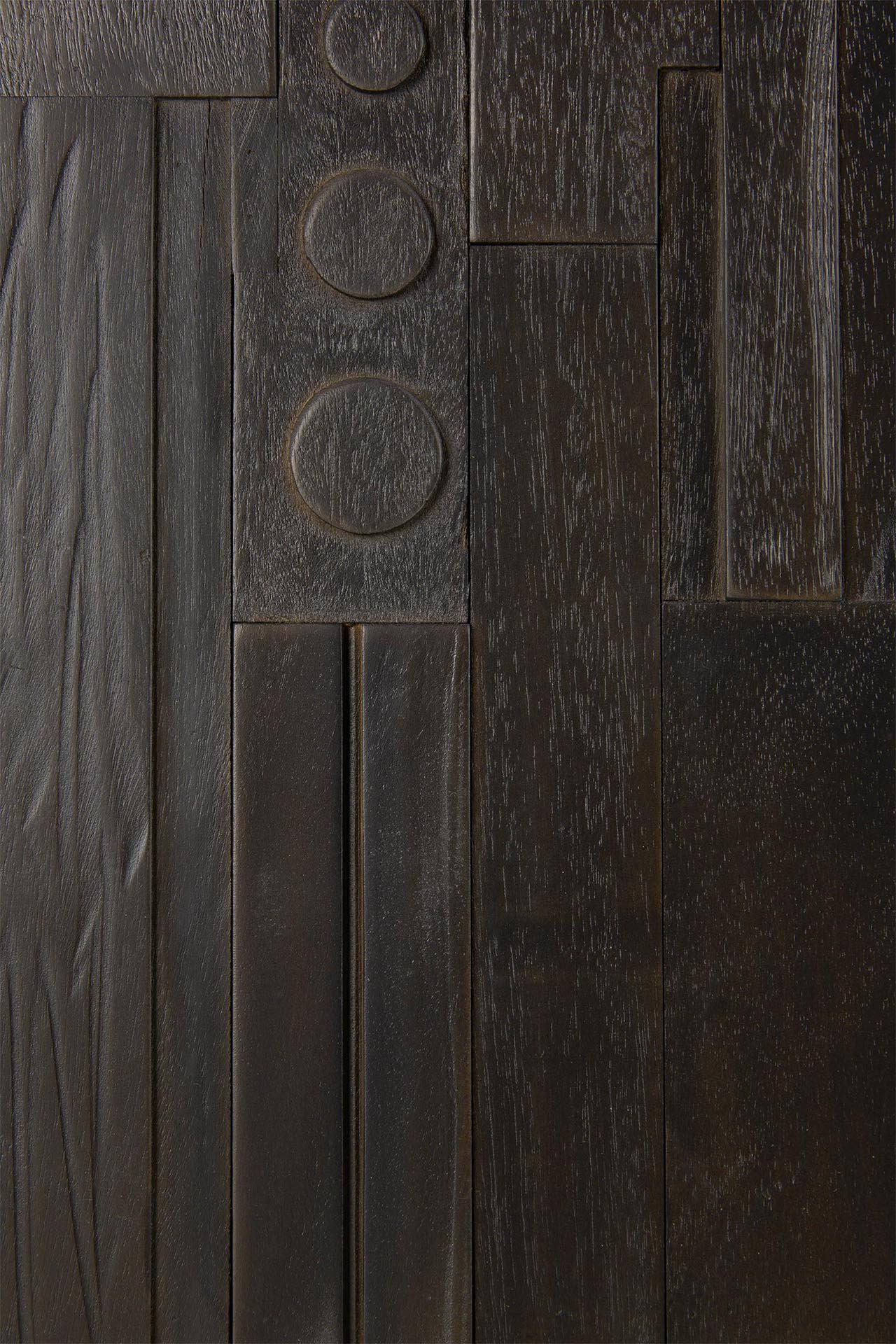 Mosaic sideboard - varnished teak - off black - 4 doors White Cliff Studio Sideboard