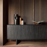Mosaic sideboard - varnished teak - off black - 4 doors White Cliff Studio Sideboard