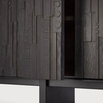 Mosaic sideboard - varnished teak - off black - 4 doors White Cliff Studio Sideboard