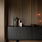 Mosaic sideboard - varnished teak - off black - 4 doors White Cliff Studio Sideboard
