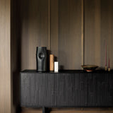 Mosaic sideboard - varnished teak - off black - 4 doors White Cliff Studio Sideboard