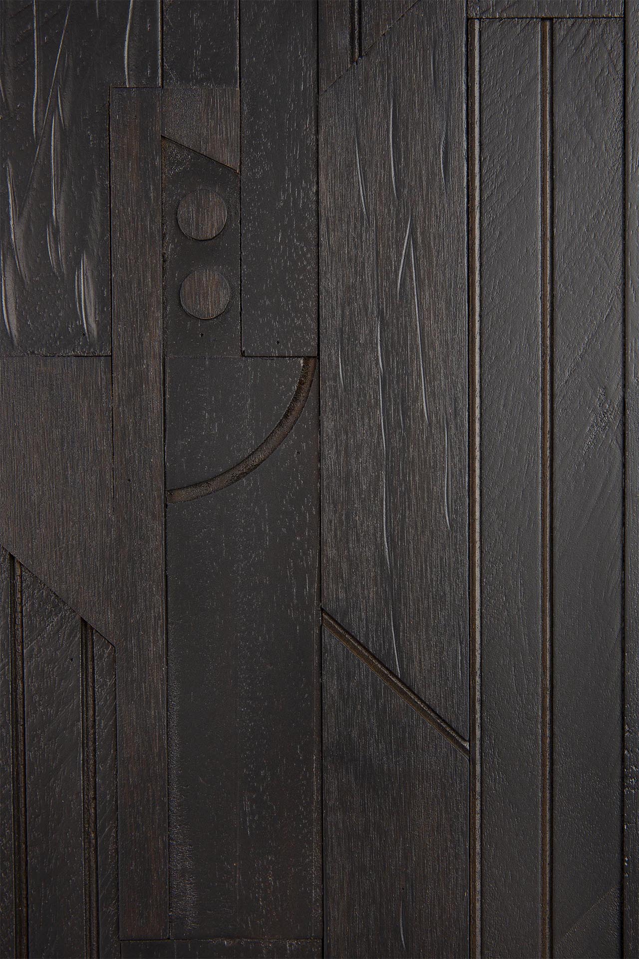 Mosaic sideboard - varnished teak - off black - 4 doors White Cliff Studio Sideboard