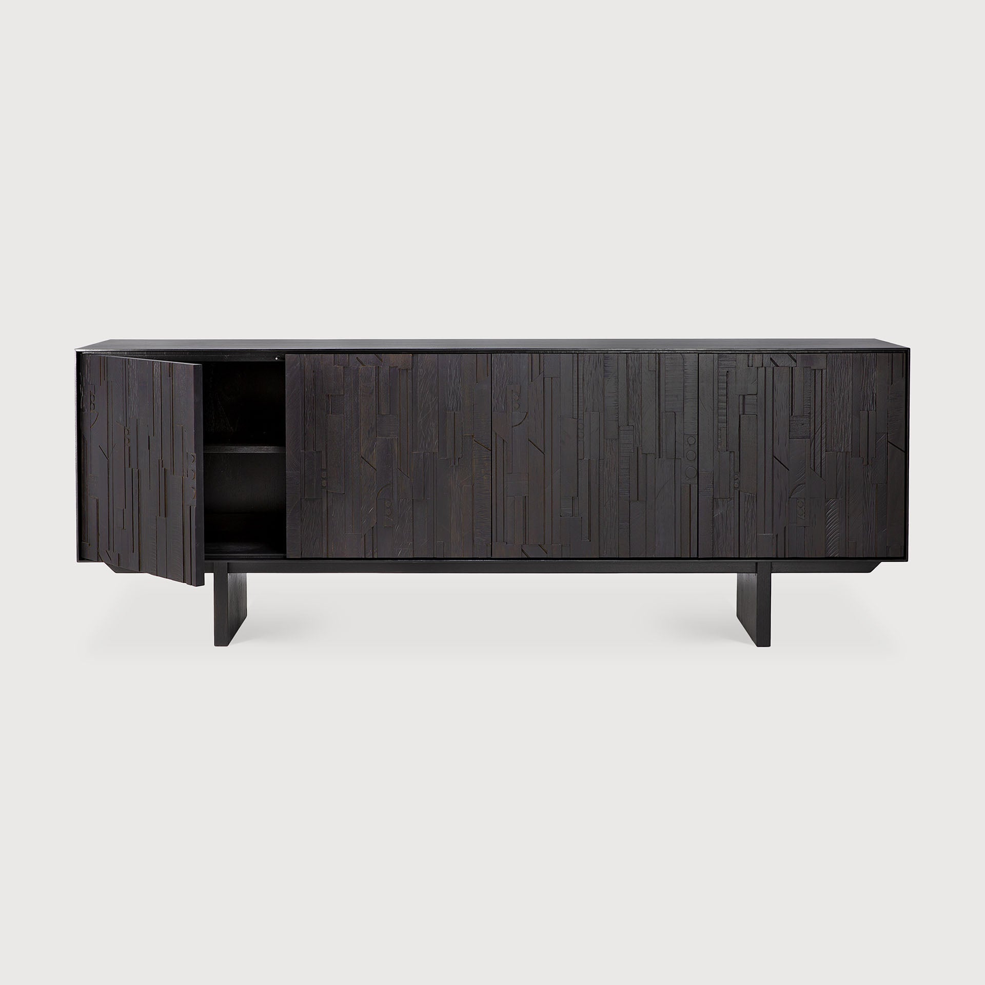 Mosaic sideboard - varnished teak - off black - 4 doors White Cliff Studio Sideboard