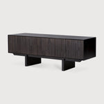 Mosaic TV cupboard - varnished teak - off black - 1 flip - down door - 1 drawer White Cliff Studio Media Console