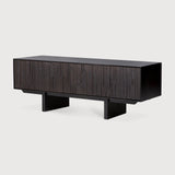 Mosaic TV cupboard - varnished teak - off black - 1 flip - down door - 1 drawer White Cliff Studio Media Console