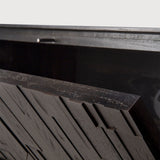 Mosaic TV cupboard - varnished teak - off black - 1 flip - down door - 1 drawer White Cliff Studio Media Console