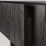 Mosaic TV cupboard - varnished teak - off black - 1 flip - down door - 2 drawers White Cliff Studio Media Console