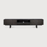 Mosaic TV cupboard - varnished teak - off black - 1 flip - down door - 2 drawers White Cliff Studio Media Console