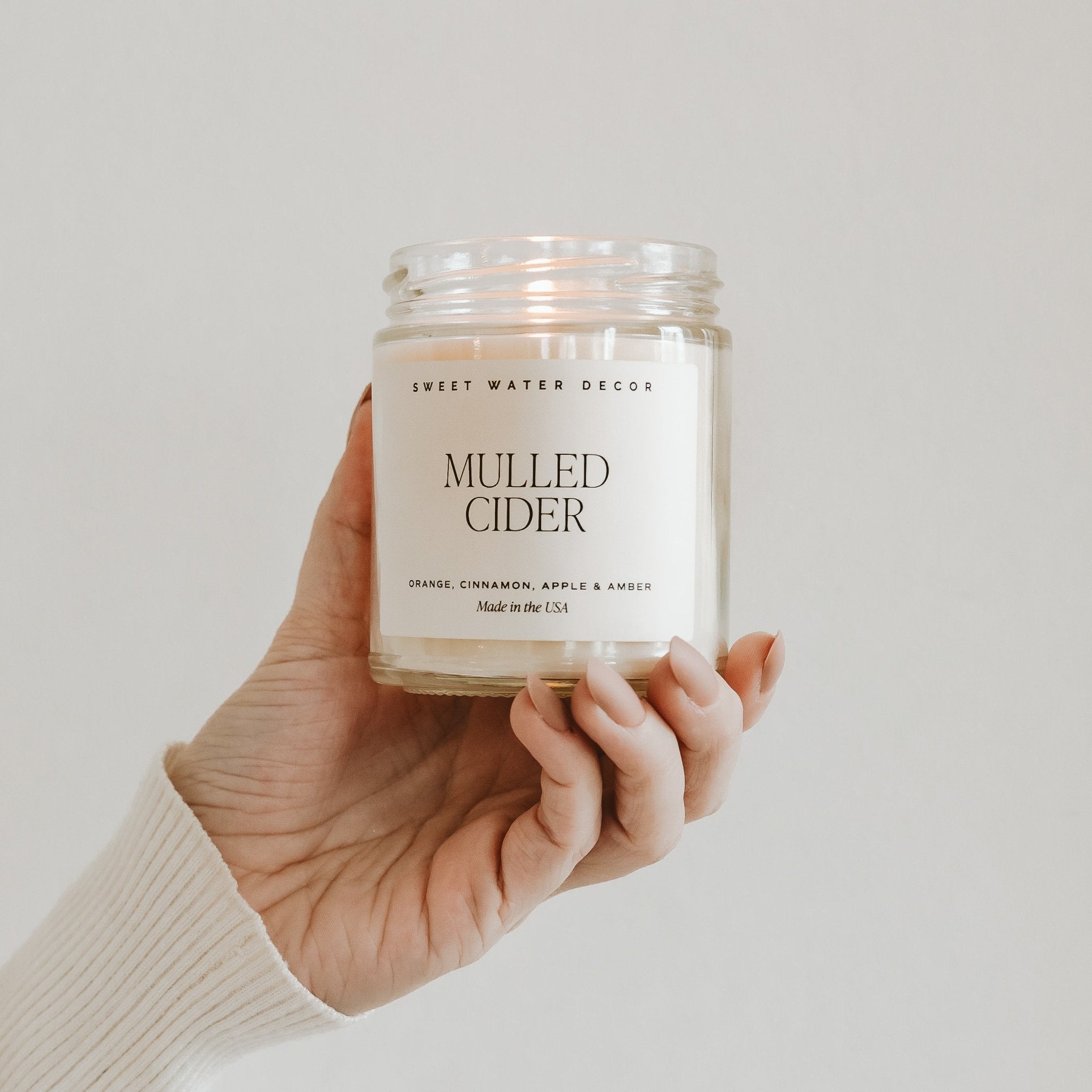 Mulled Cider Soy Candle - Clear Jar - 9 oz White Cliff Studio Candles and Candle Accessories