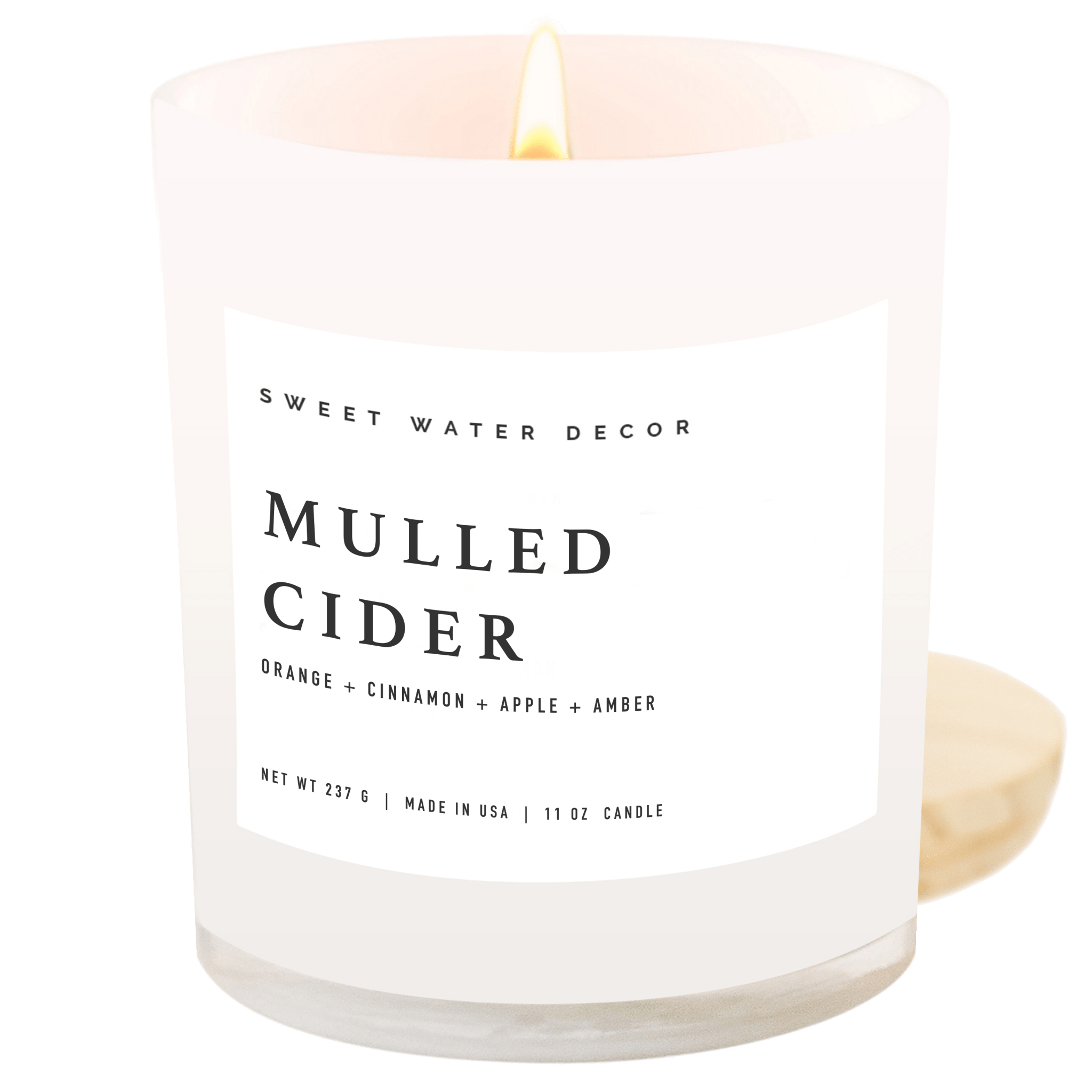 Mulled Cider Soy Candle - White Jar - 11 oz White Cliff Studio Candles and Candle Accessories