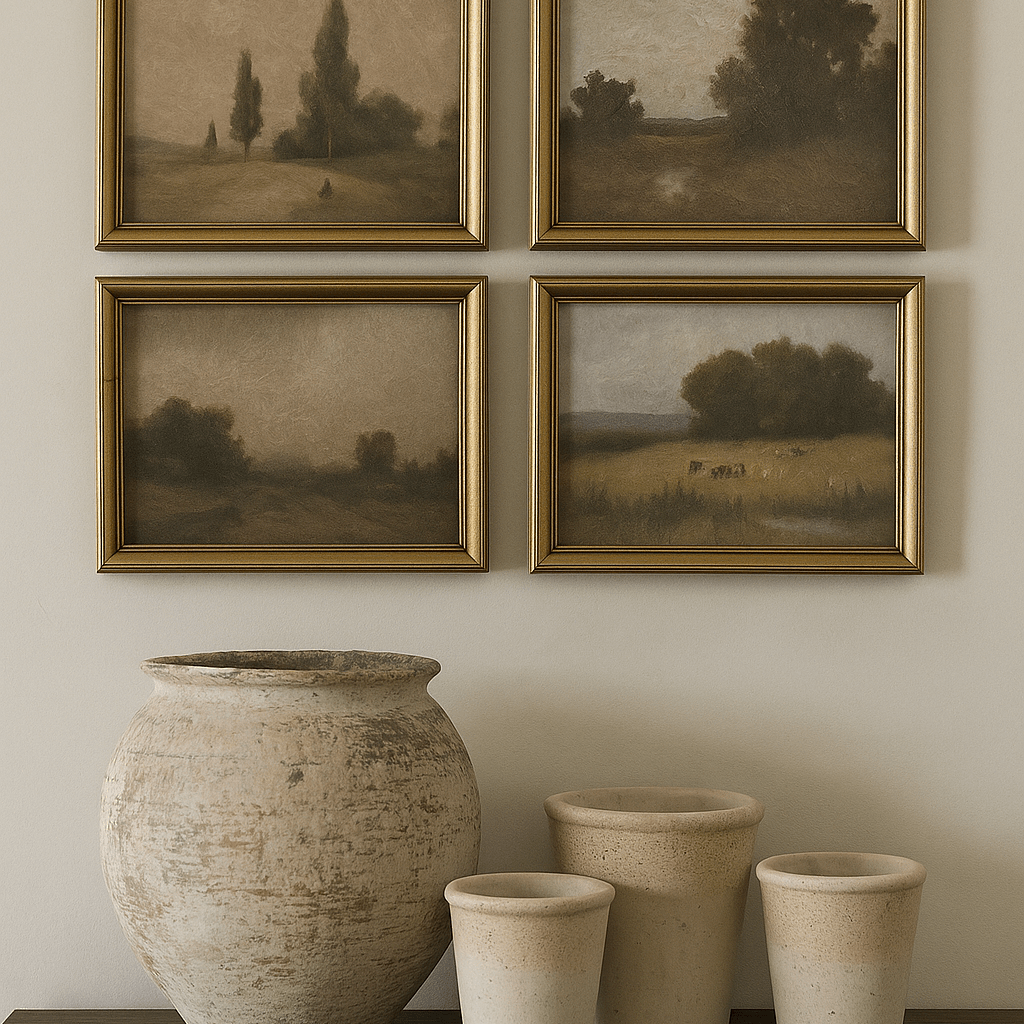 Muted Landscapes Framed Prints, Set of 4