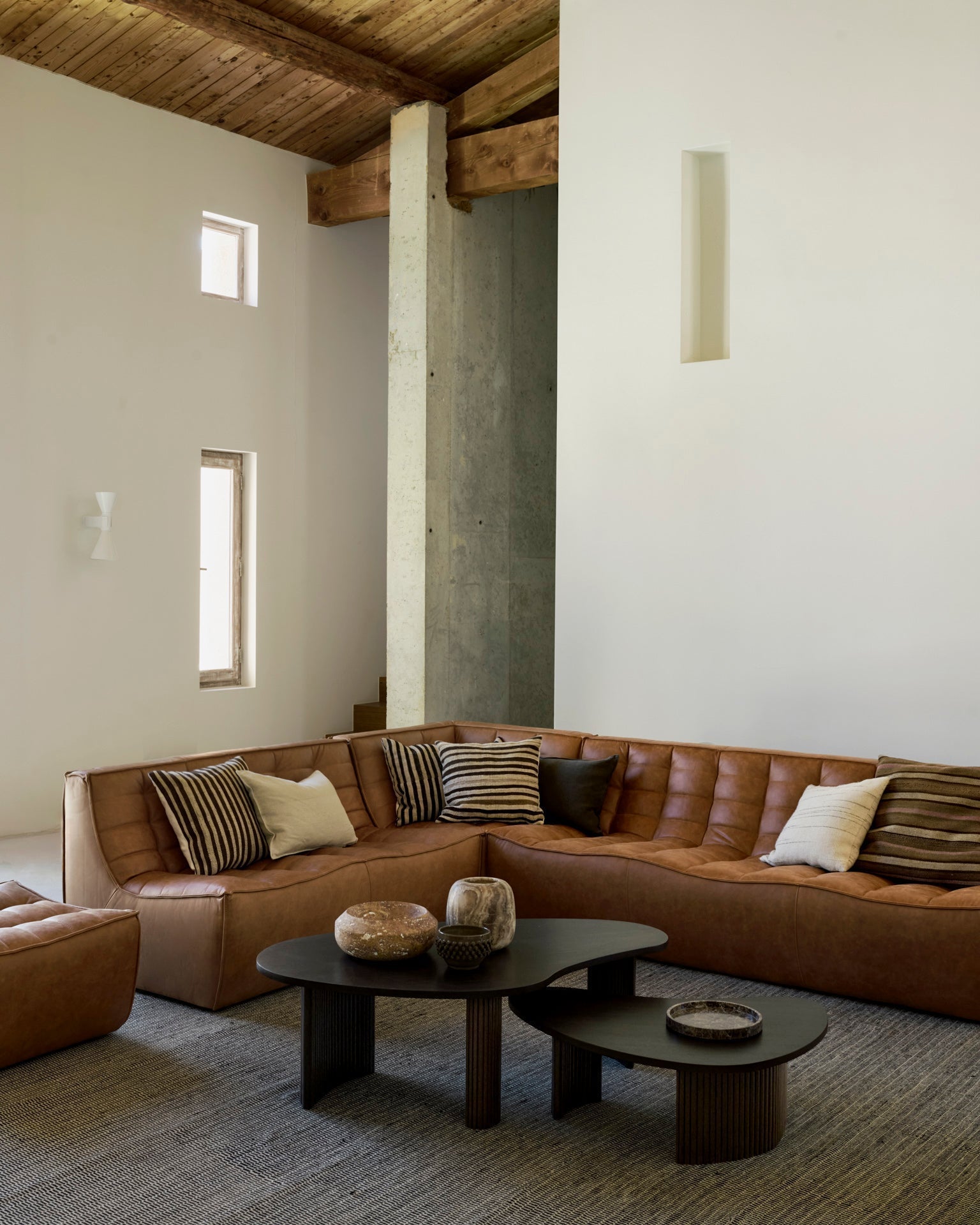 N701 3-Seat Sofa in Chestnut Leather aniline leather by Ethnicraft
