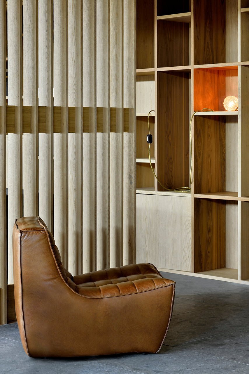 N701 4-Seat Sofa in Chestnut Leather aniline leather by Ethnicraft