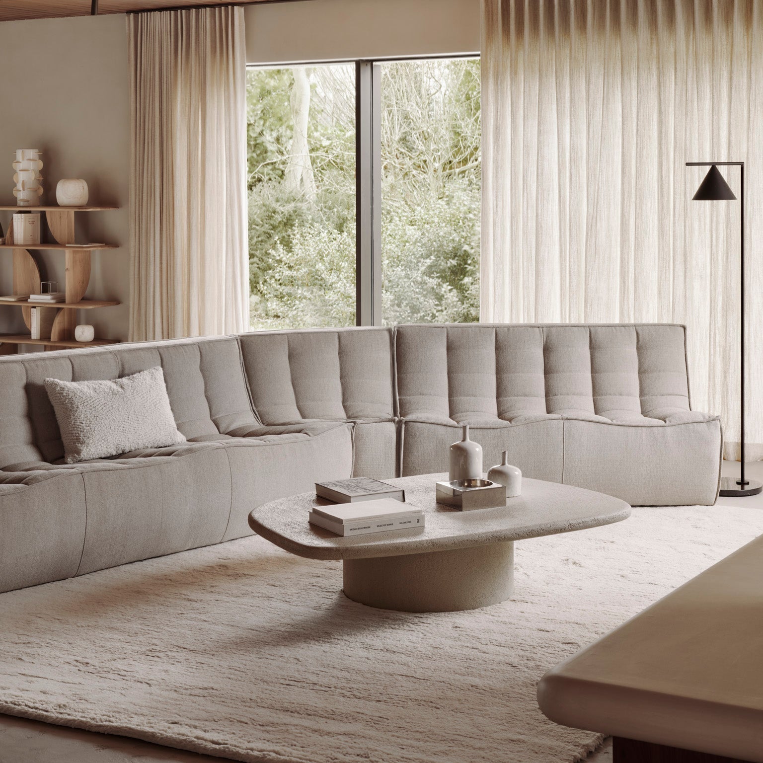 N701 5-Seat Extended Sofa in Beige fabric by Ethnicraft