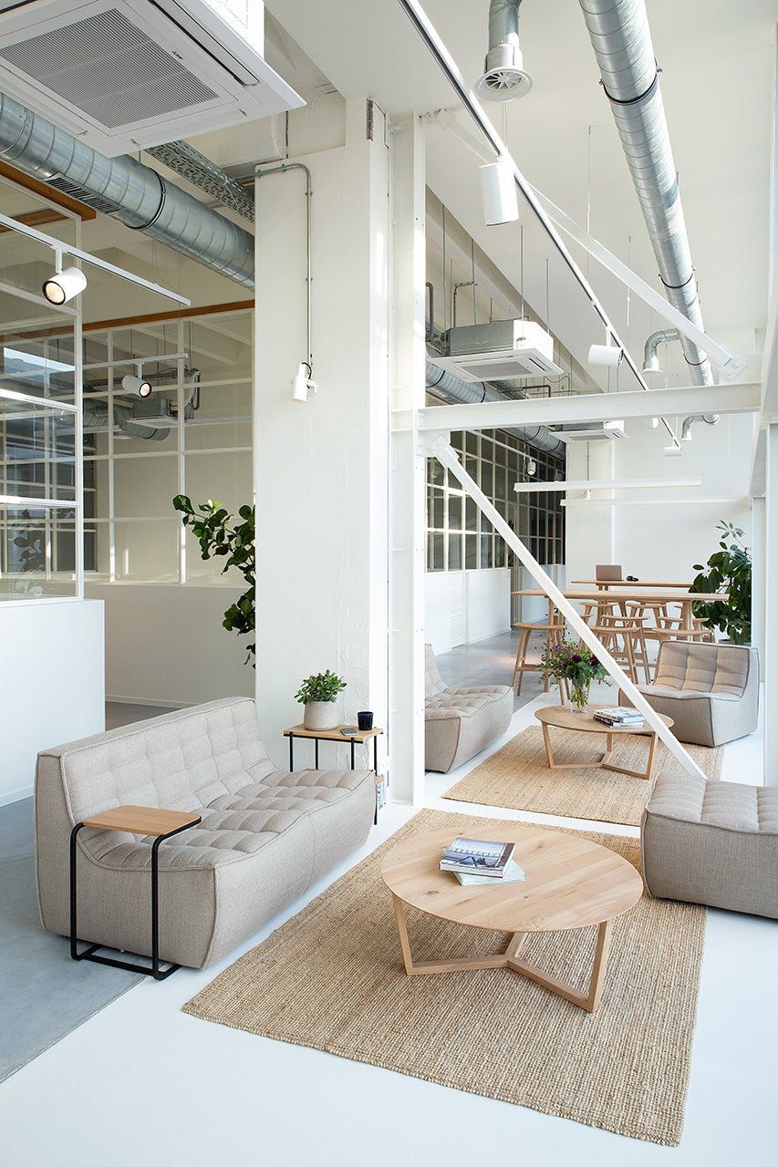 N701 footstool - Beige fabric White Cliff Studio Ottoman