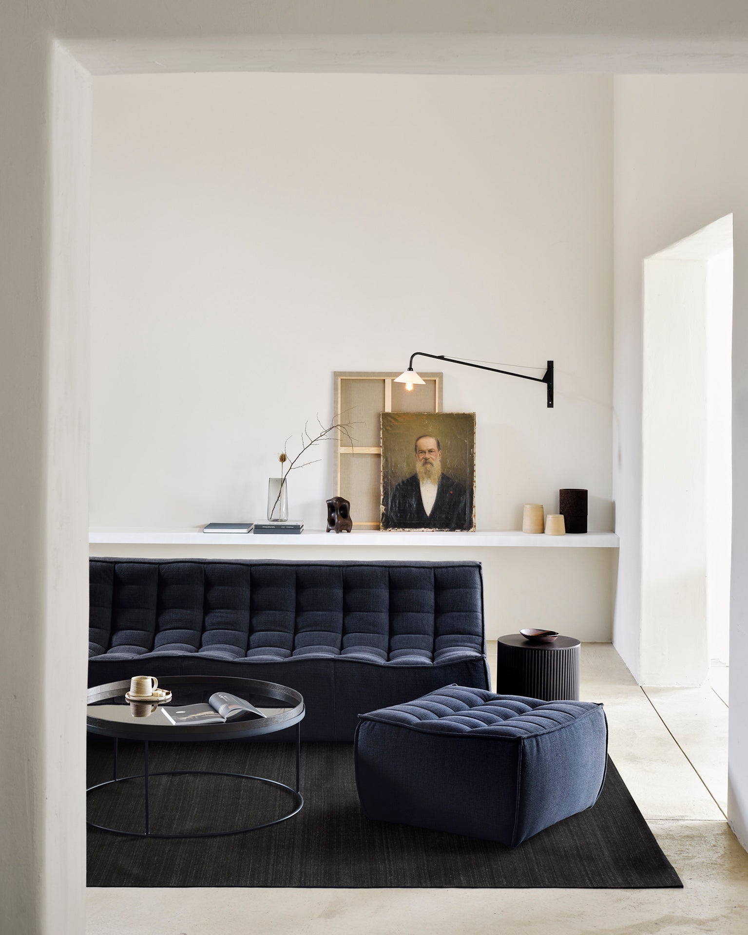 N701 footstool - Graphite Eco fabric White Cliff Studio Ottoman