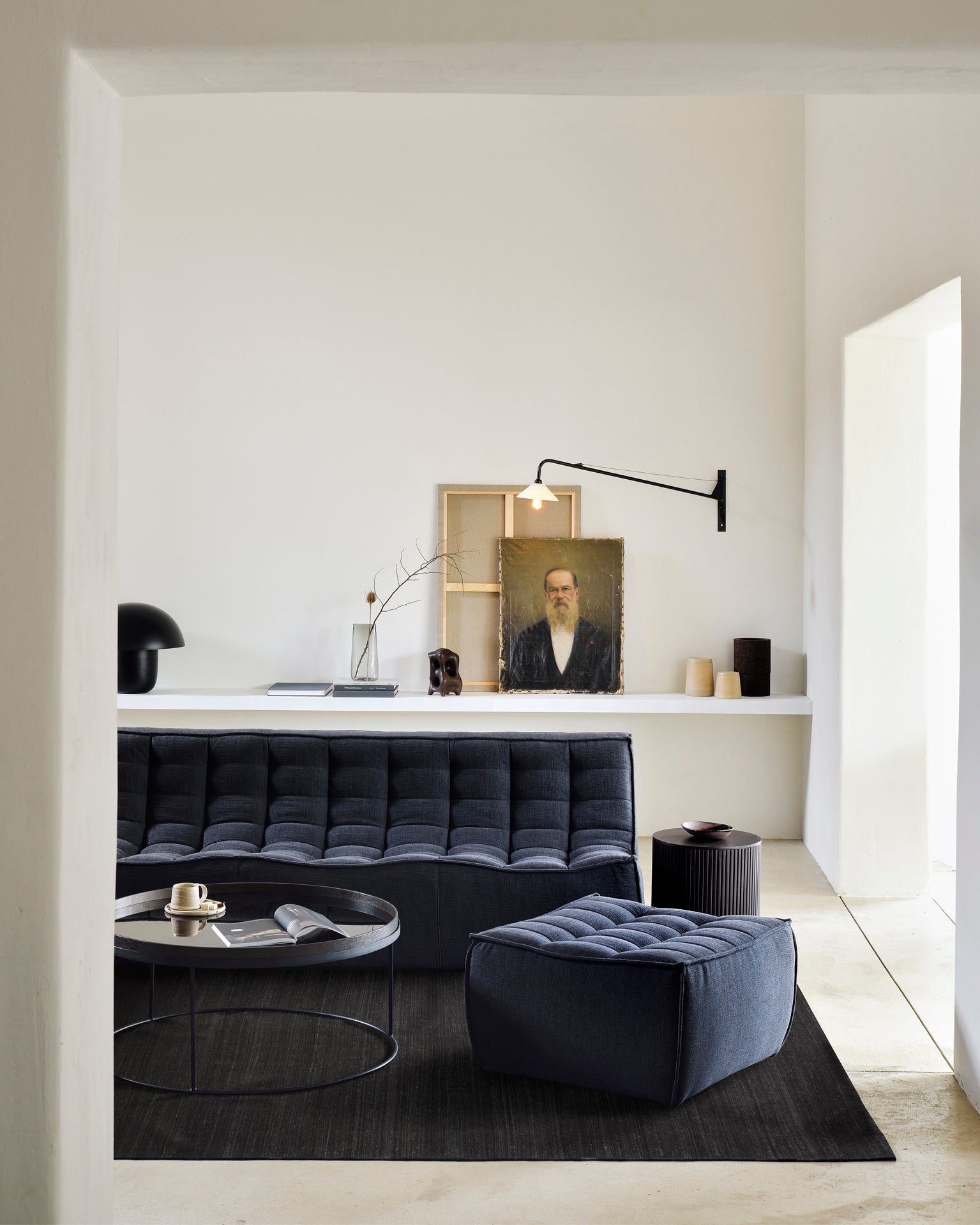 N701 footstool - Graphite Eco fabric White Cliff Studio Ottoman