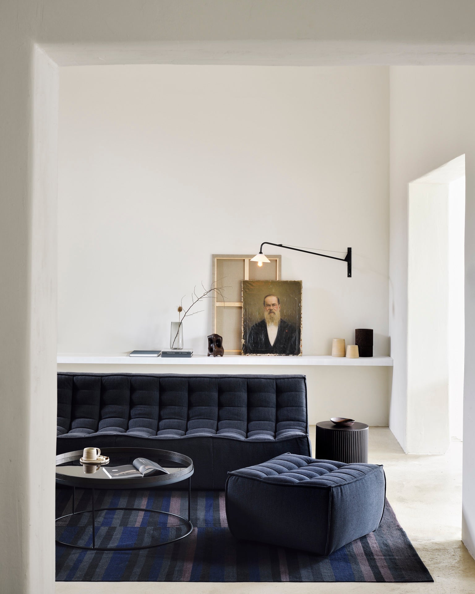 N701 footstool - Graphite Eco fabric White Cliff Studio Ottoman