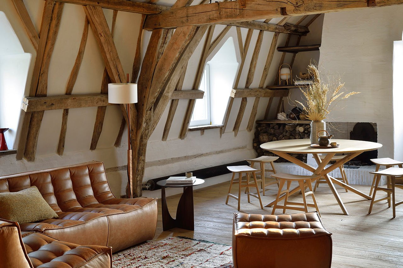 N701 footstool - Old Saddle leather White Cliff Studio Ottoman