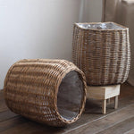 Natural Wicker Floor Planter Basket with Liner White Cliff Studio Planters