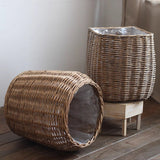 Natural Wicker Floor Planter Basket with Liner White Cliff Studio Planters