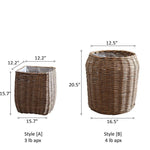 Natural Wicker Floor Planter Basket with Liner White Cliff Studio Planters