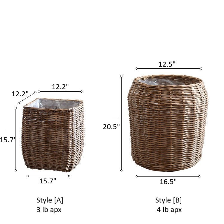 Natural Wicker Floor Planter Basket with Liner White Cliff Studio Planters