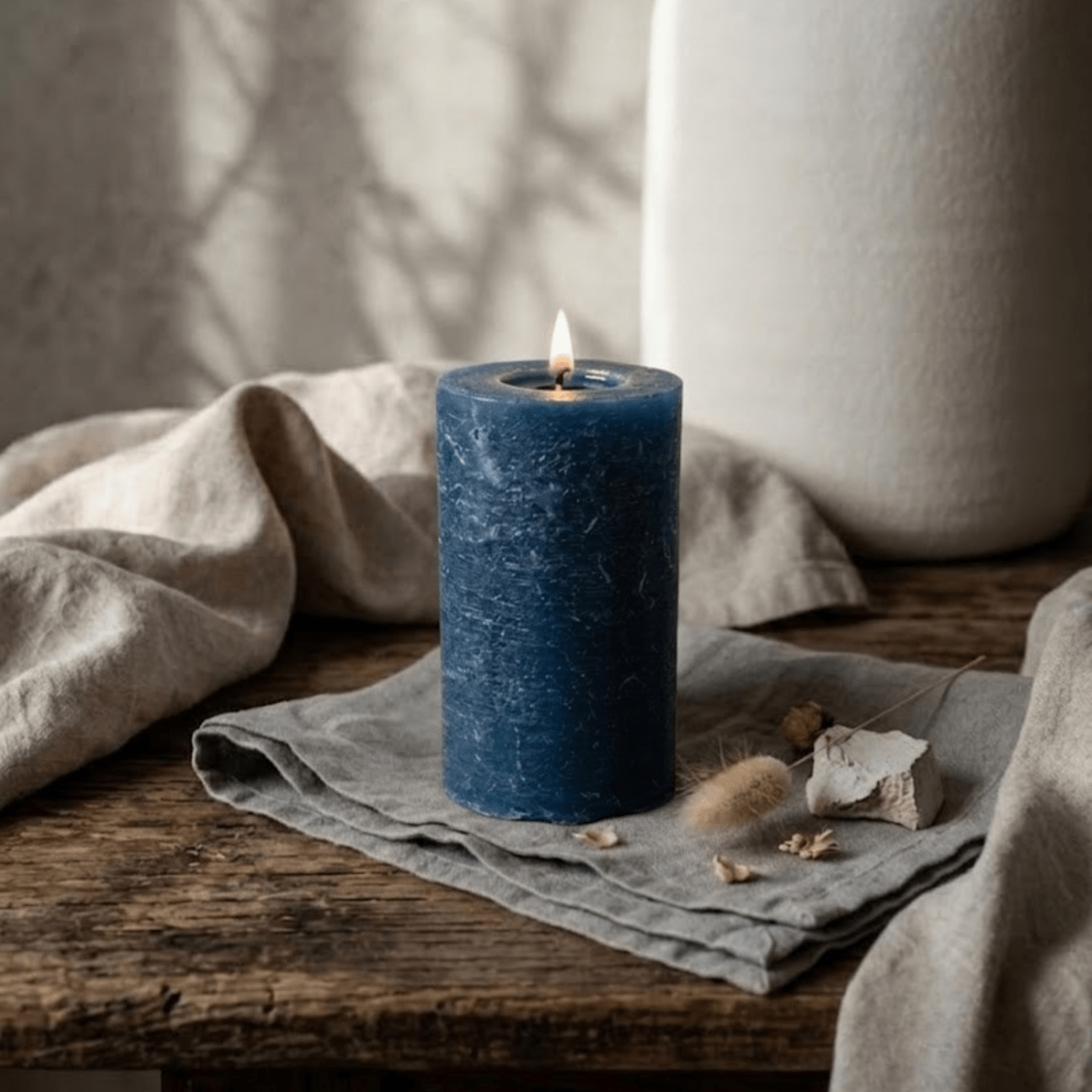 Navy Blue White Cliff Studio Candles