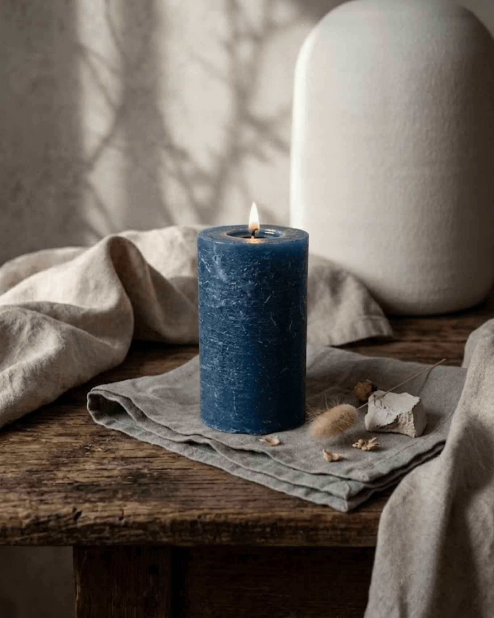 Navy Blue White Cliff Studio Candles