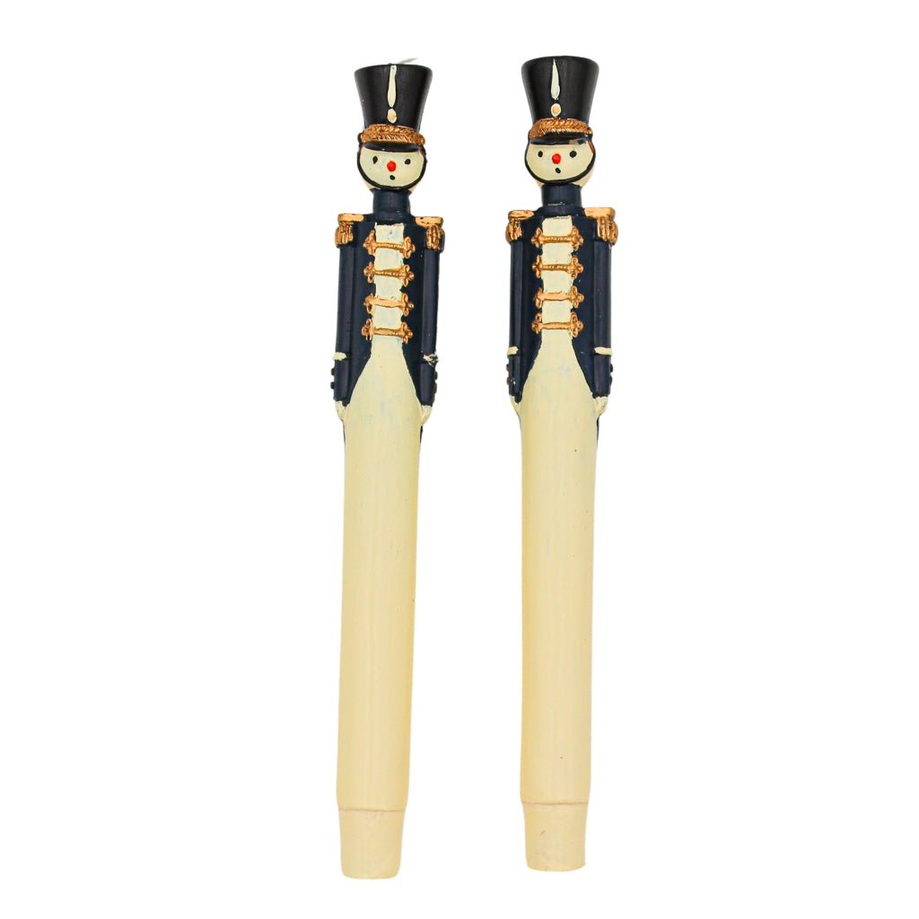 Navy Blue Royal Guard Hand-Painted Candles – Pack of 2 White Cliff Studio Candles