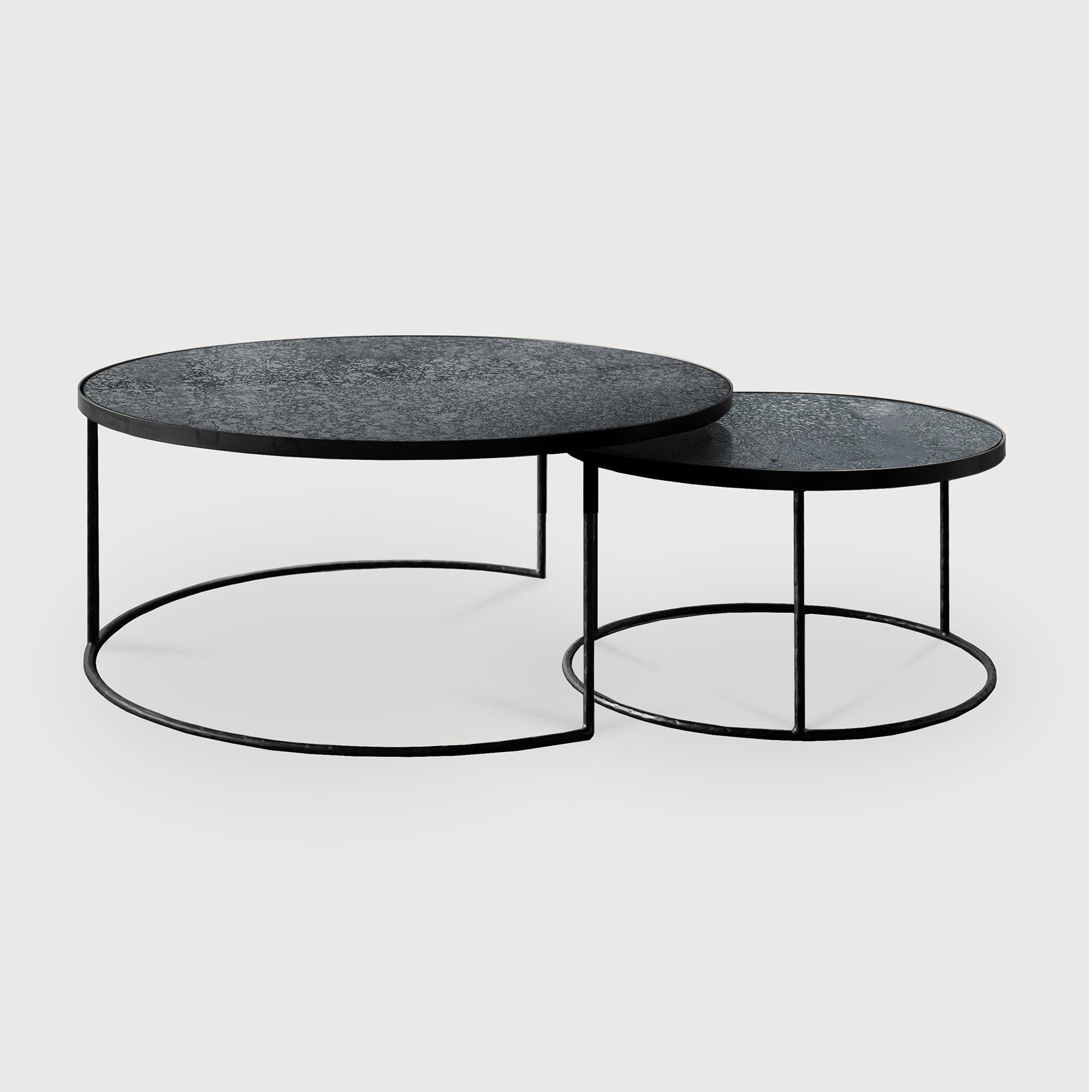 Nesting coffee table - Charcoal - round - set of 2 White Cliff Studio COFFEE TABLE