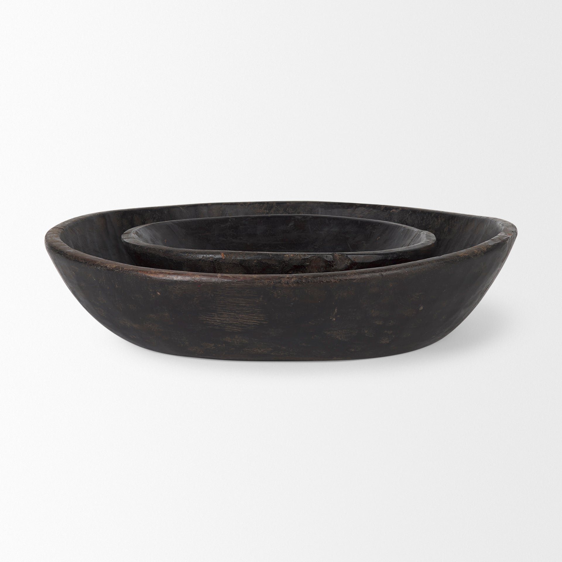 Nikki 2 Large Black - Brown Reclaimed Wood Bowls