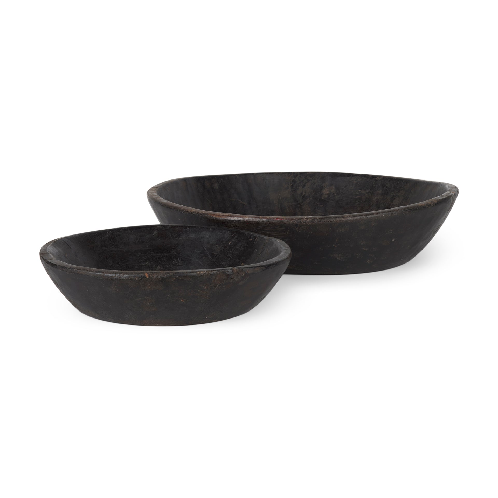Nikki 2 Large Black - Brown Reclaimed Wood Bowls