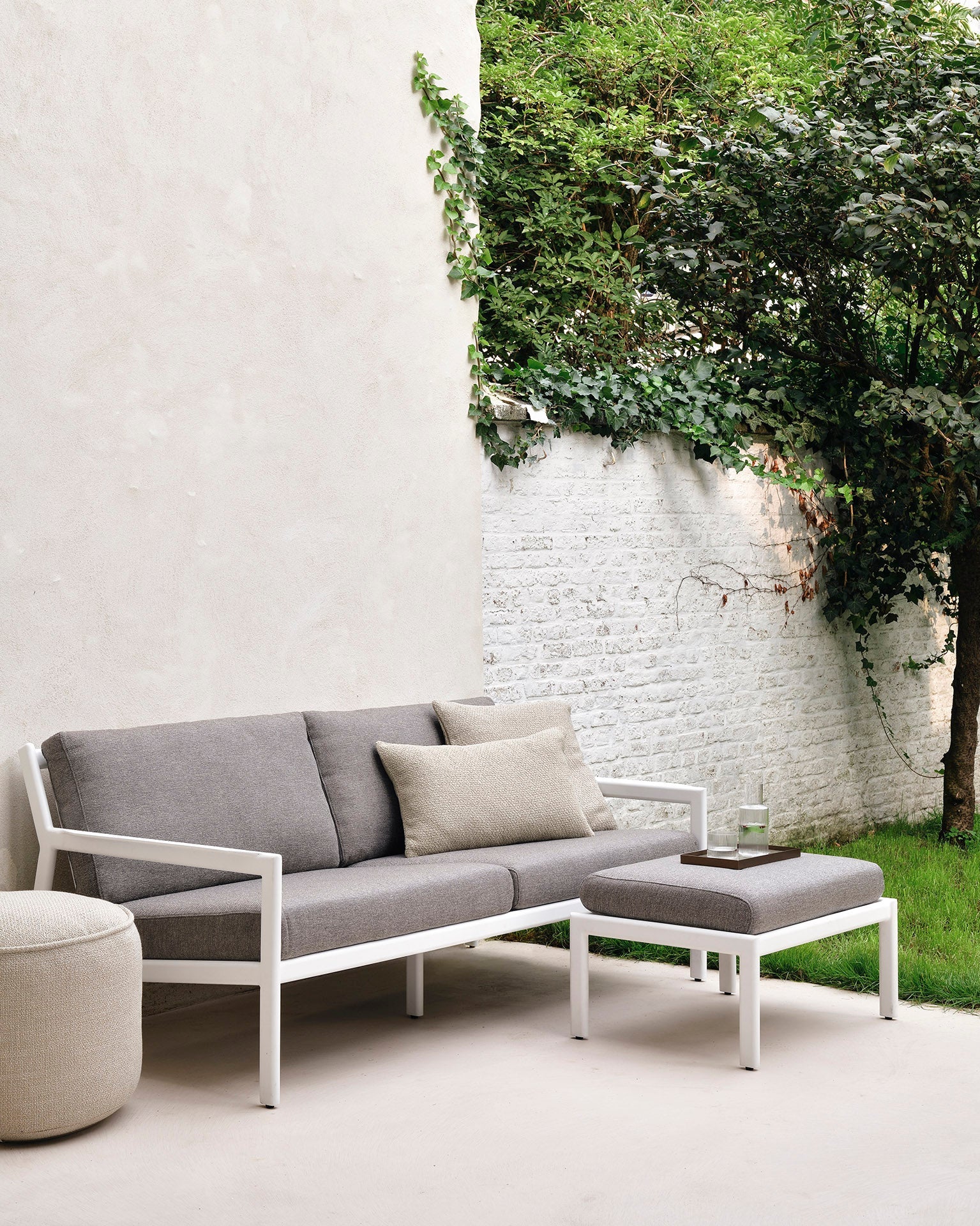 Nomad outdoor cushion  - Oat - lumbar White Cliff Studio Outdoor Cushion