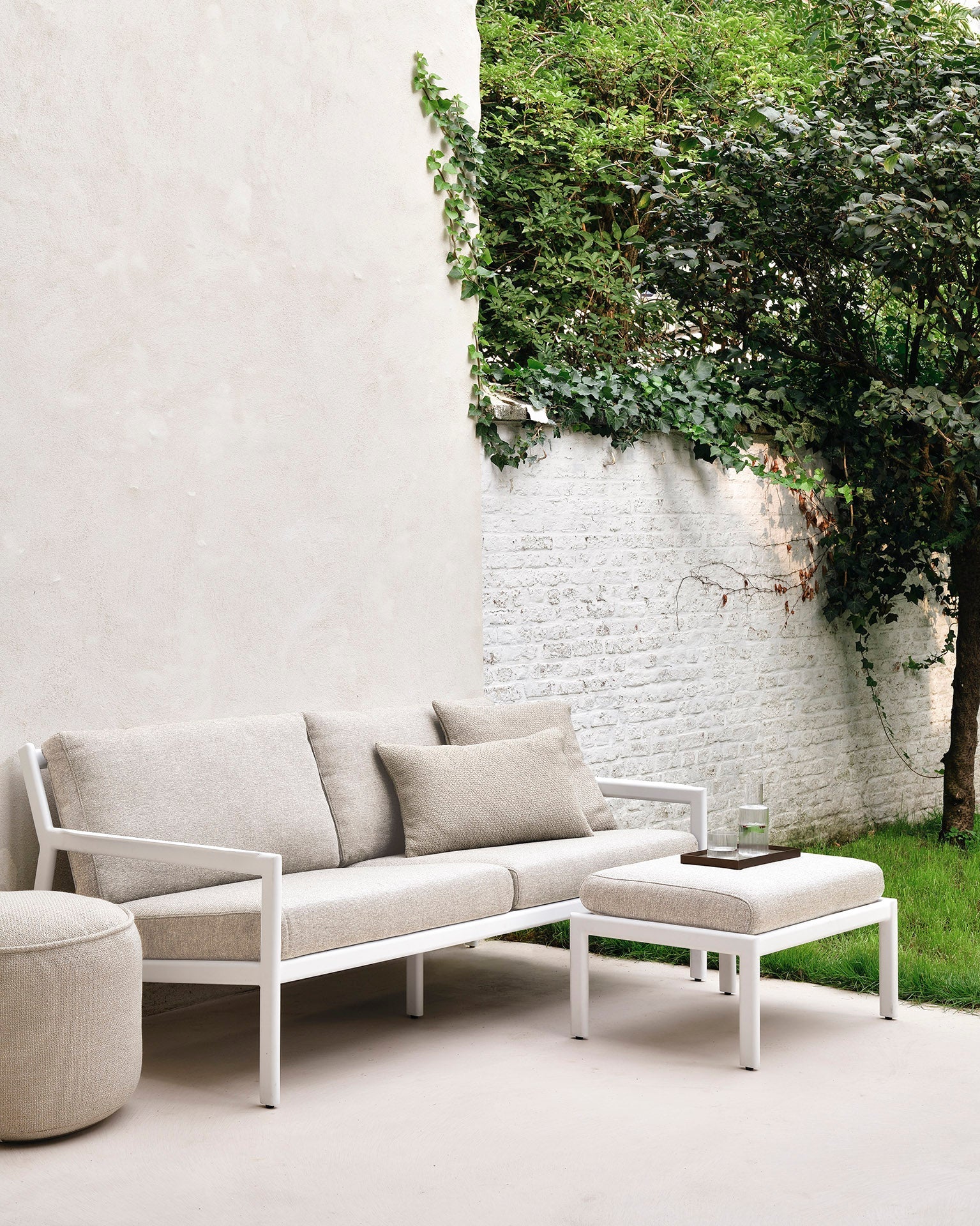Nomad outdoor cushion  - Oat - lumbar White Cliff Studio Outdoor Cushion