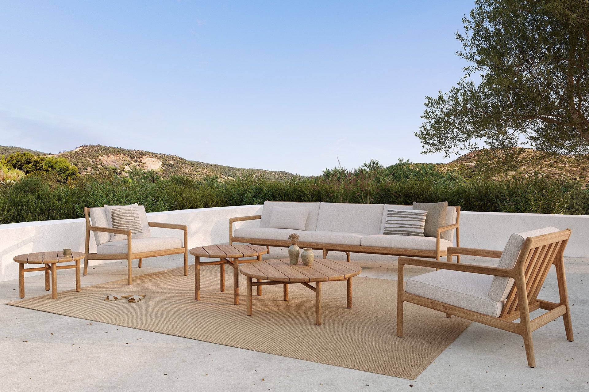 Nomad outdoor cushion - Oat - square White Cliff Studio Outdoor Cushion