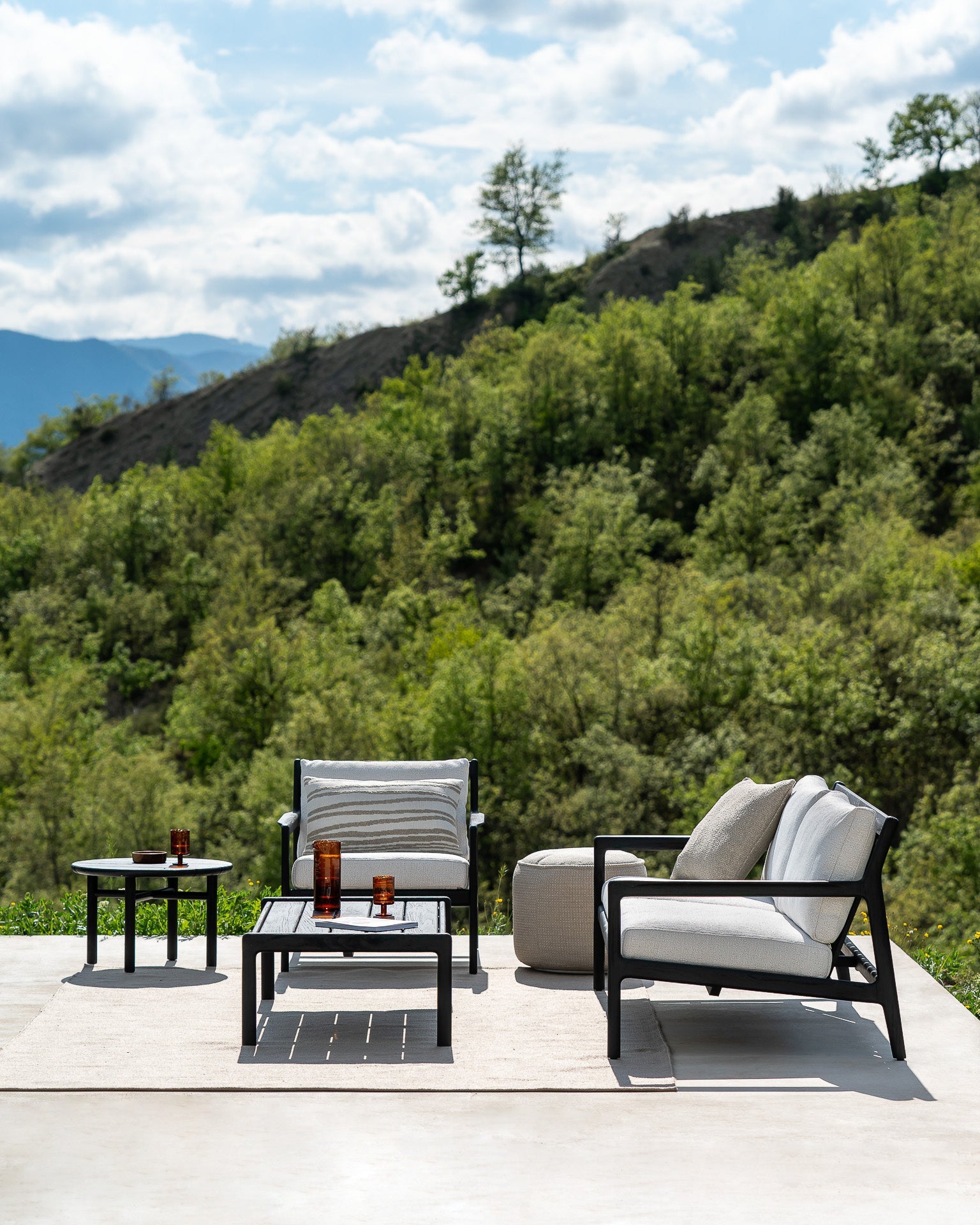 Nomad Stripes outdoor cushion - White - lumbar White Cliff Studio Outdoor Cushion