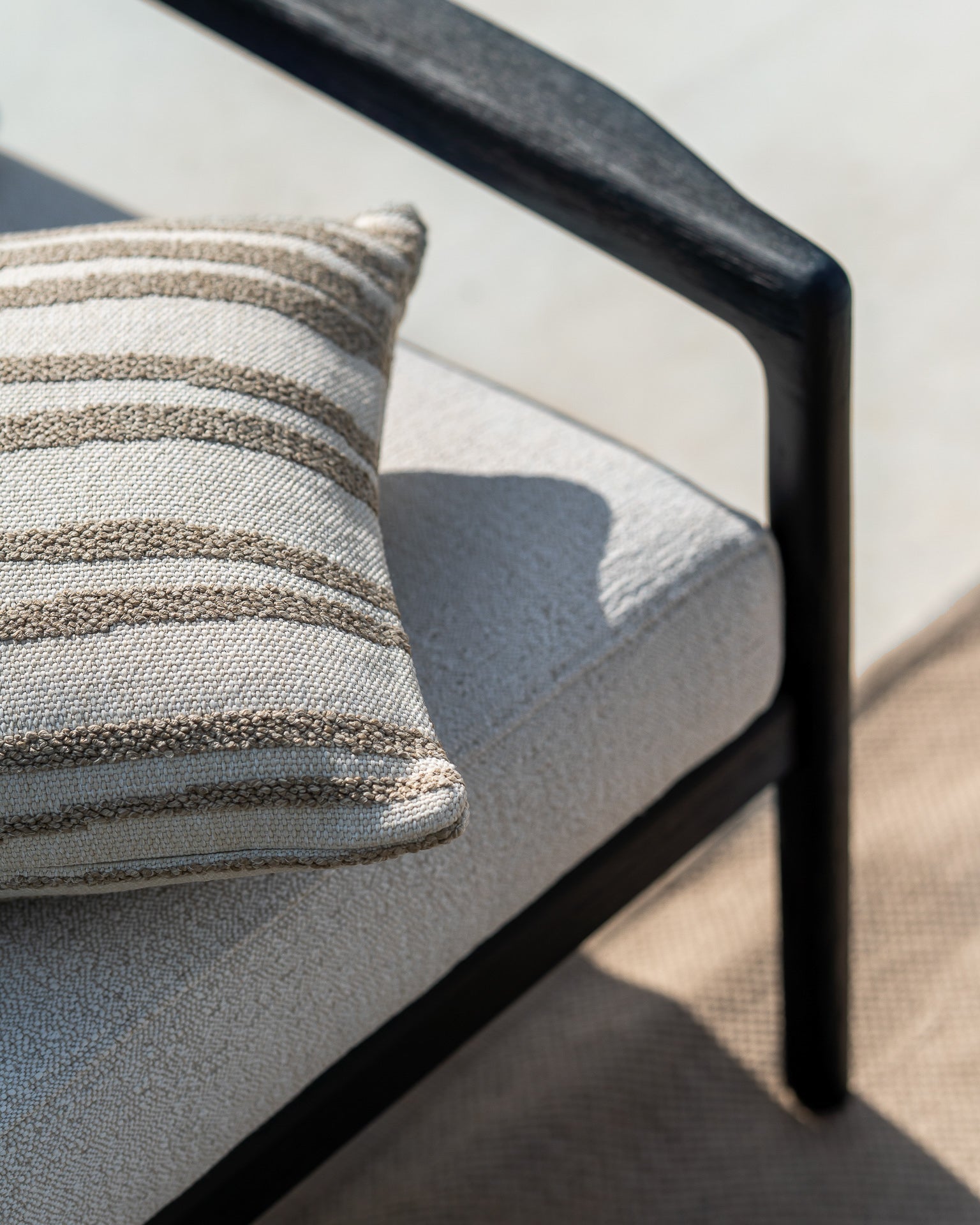 Nomad Stripes outdoor cushion - White - lumbar White Cliff Studio Outdoor Cushion