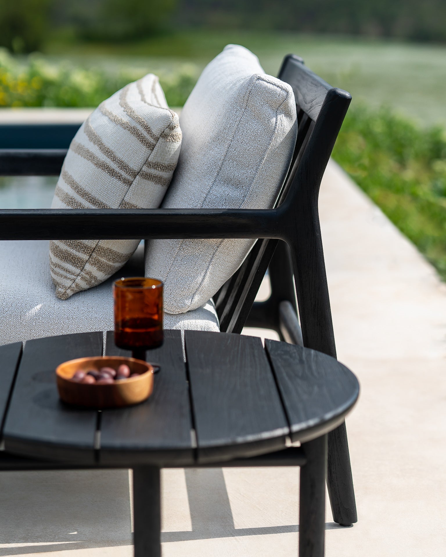 Nomad Stripes outdoor cushion - White - lumbar White Cliff Studio Outdoor Cushion