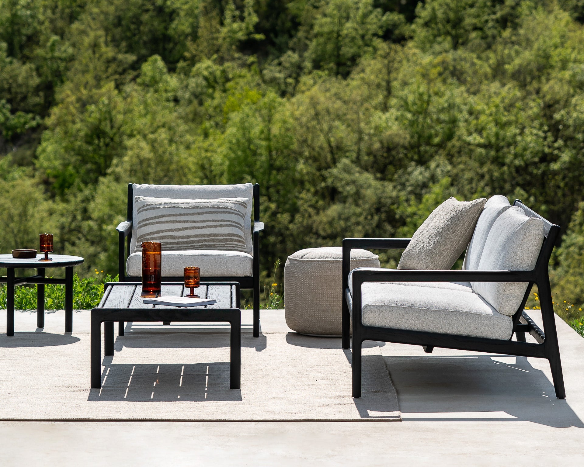 Nomad Stripes outdoor cushion - White - lumbar White Cliff Studio Outdoor Cushion