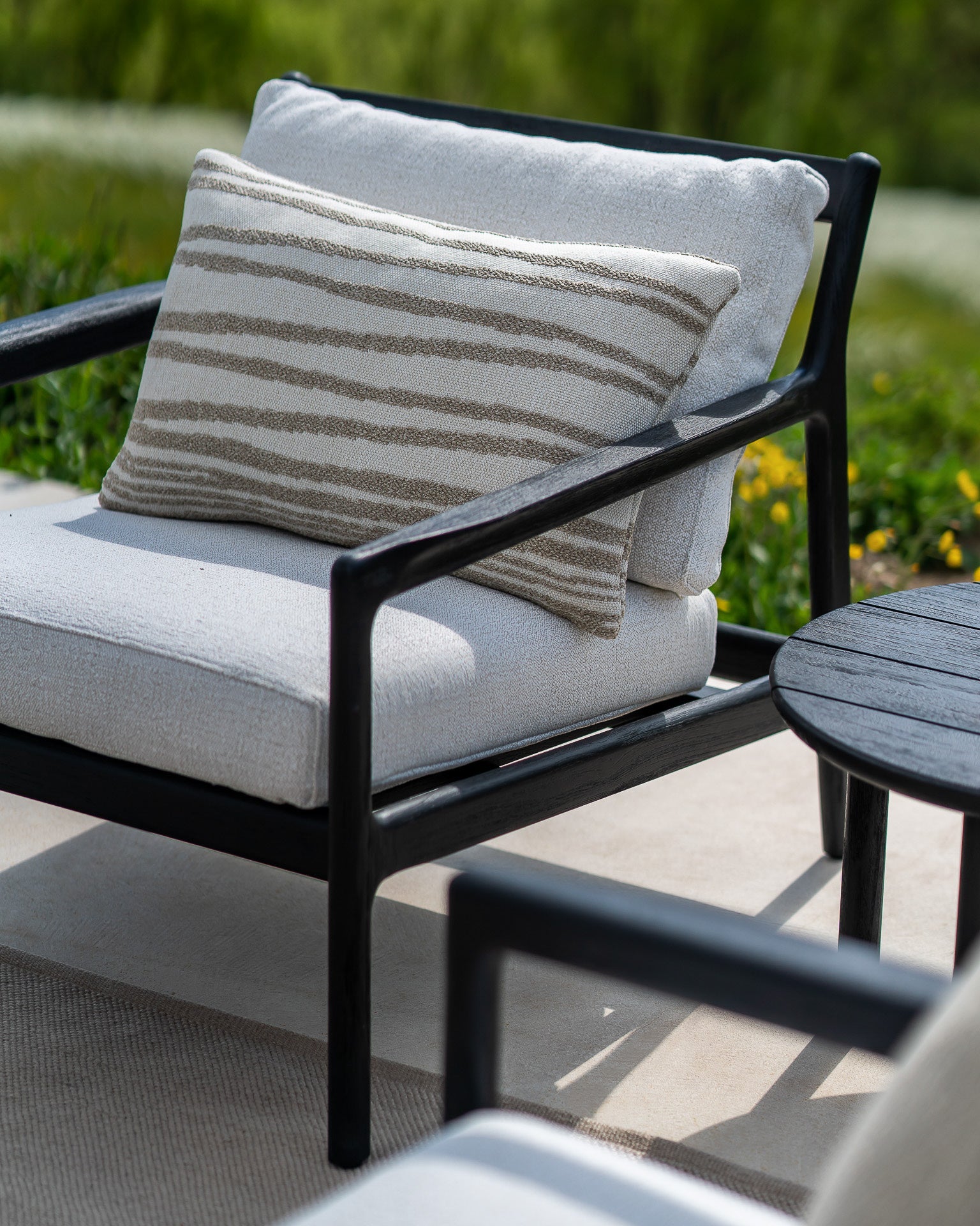 Nomad Stripes outdoor cushion - White - lumbar White Cliff Studio Outdoor Cushion