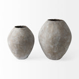 Oasis Small Tan Ceramic Oval Vase