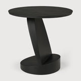 Oblic side table - varnished teak - black - round White Cliff Studio Side Table