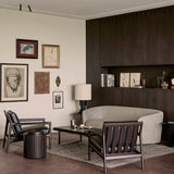 Oblic side table - varnished teak - black - round White Cliff Studio Side Table