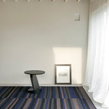 Oblic side table - varnished teak - black - round White Cliff Studio Side Table