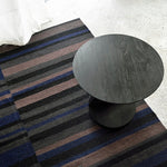 Oblic side table - varnished teak - black - round White Cliff Studio Side Table